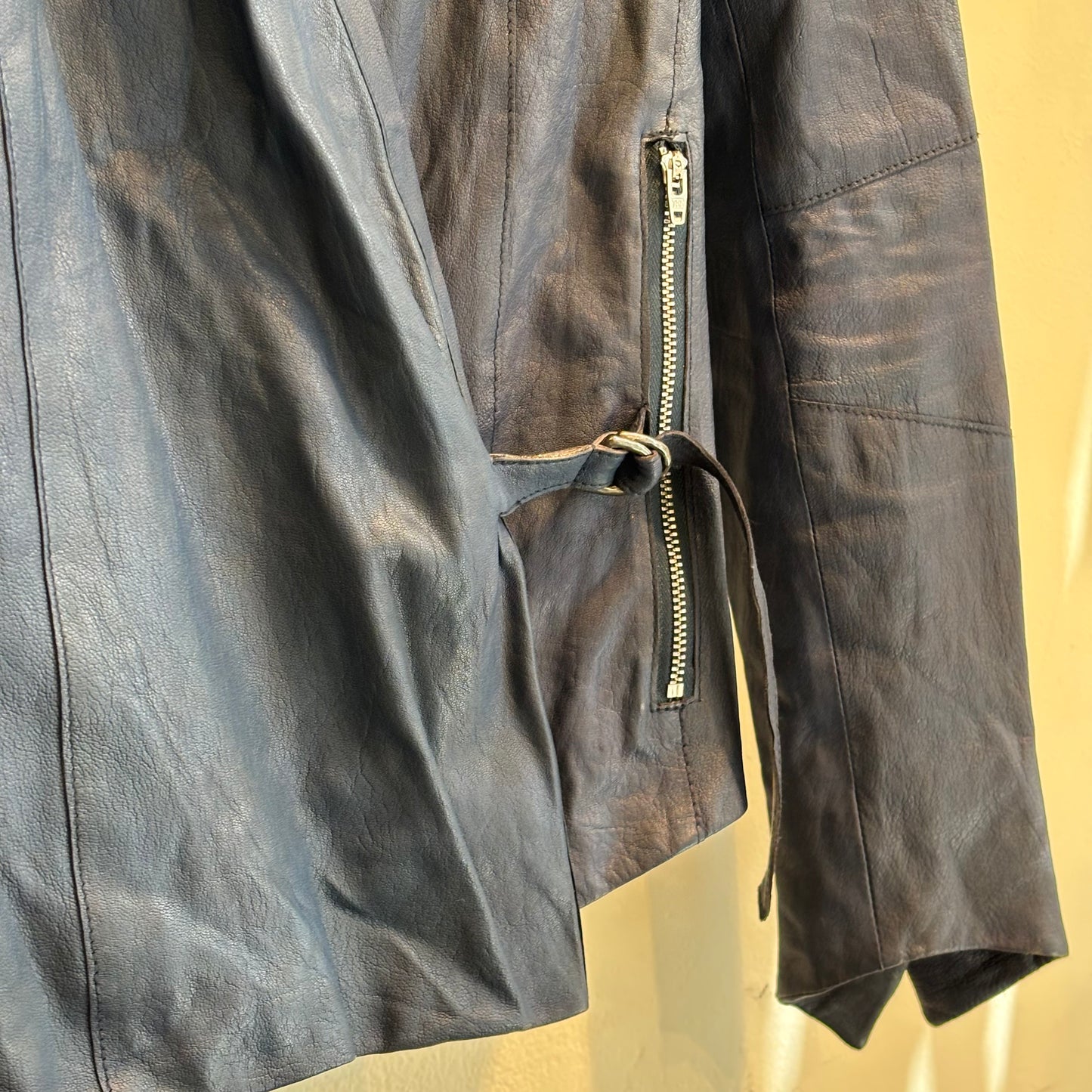 Helmut Lang blue leather jacket