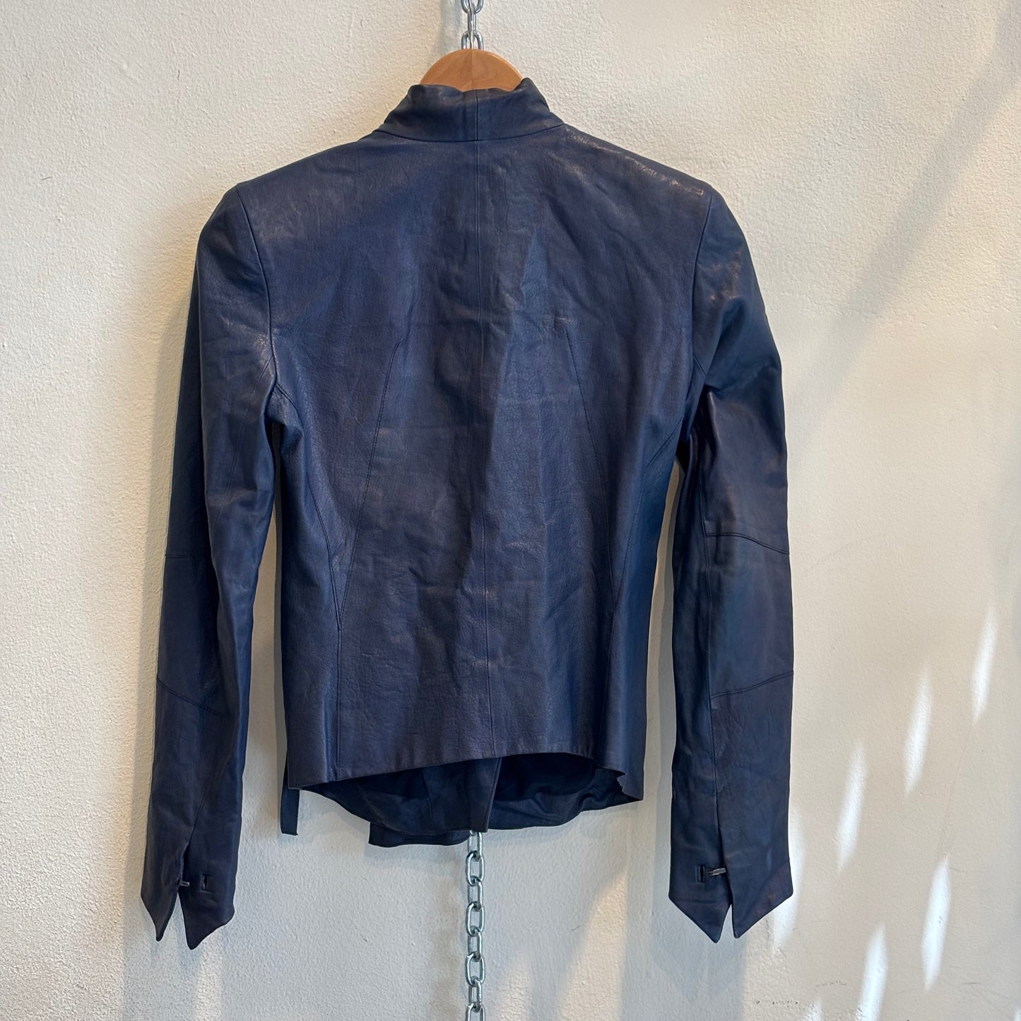 Helmut Lang blue leather jacket