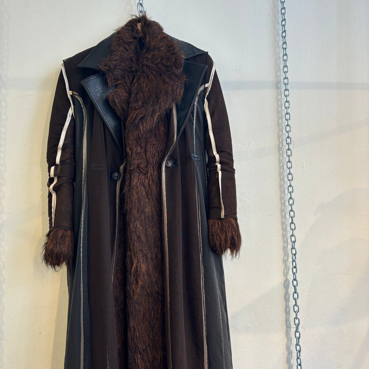 Y/Project faux fur with mesh coat