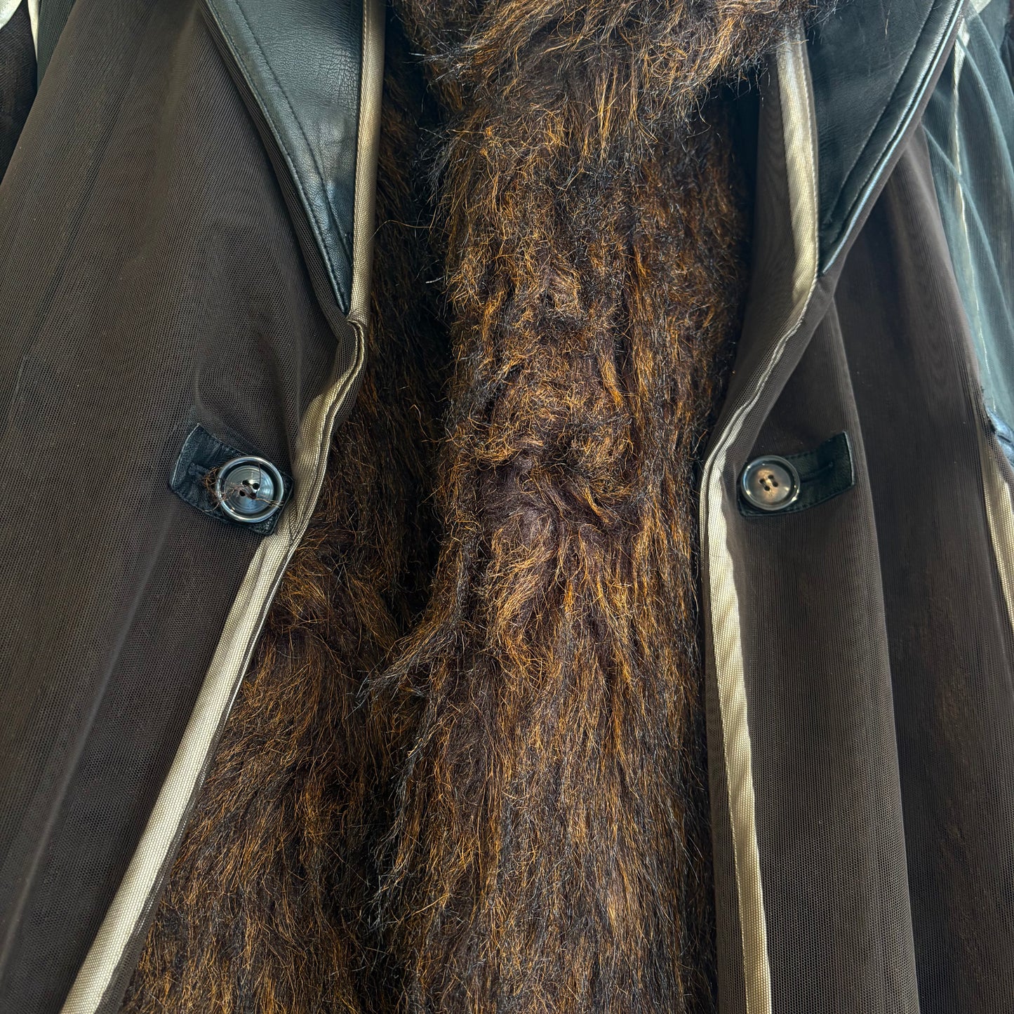 Y/Project faux fur with mesh coat