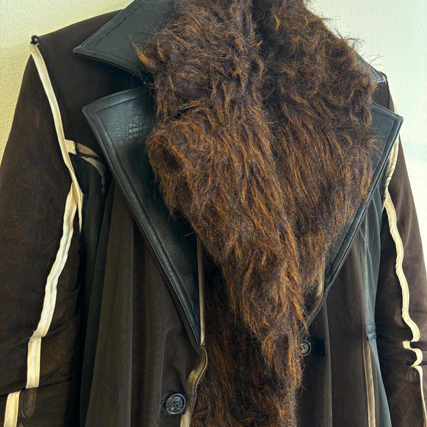 Y/Project faux fur with mesh coat