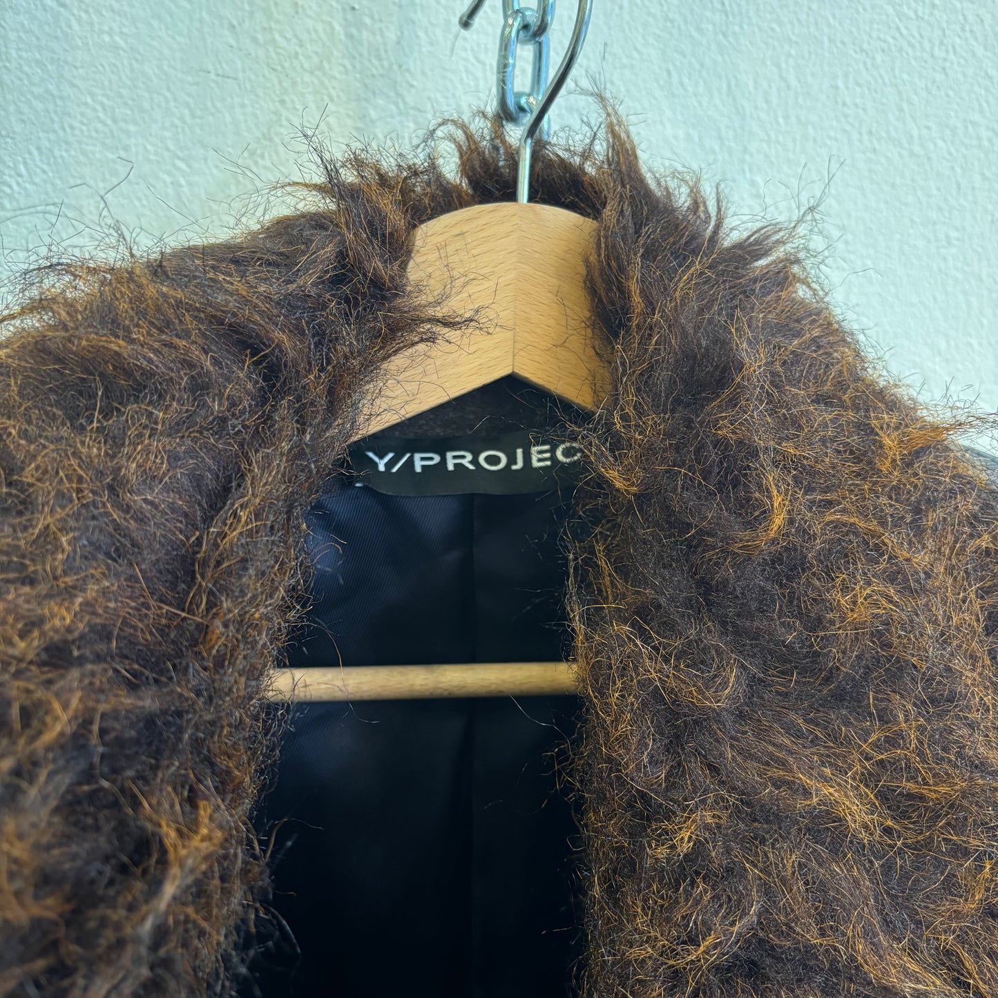 Y/Project faux fur with mesh coat