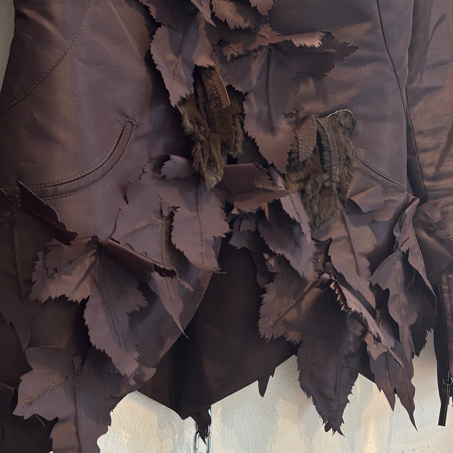 Fendi silk jacket with mink leaves
