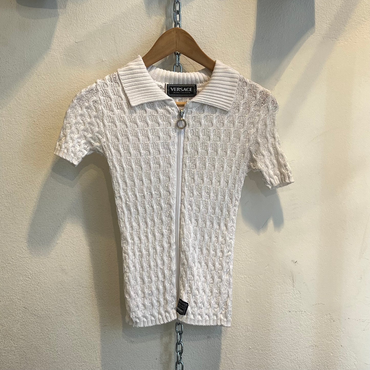 Versace 90s white zip top
