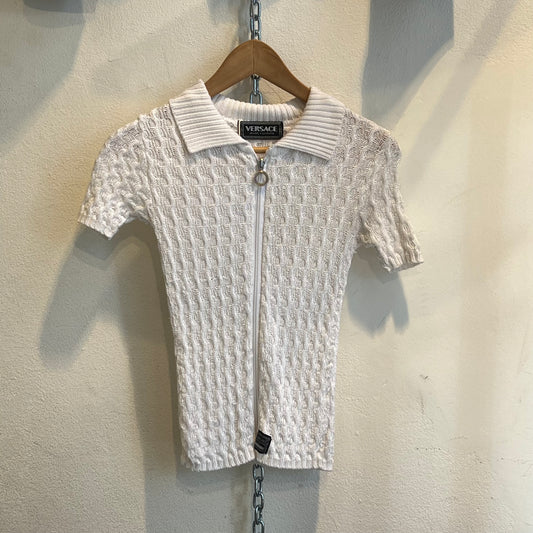 Versace 90s white zip top
