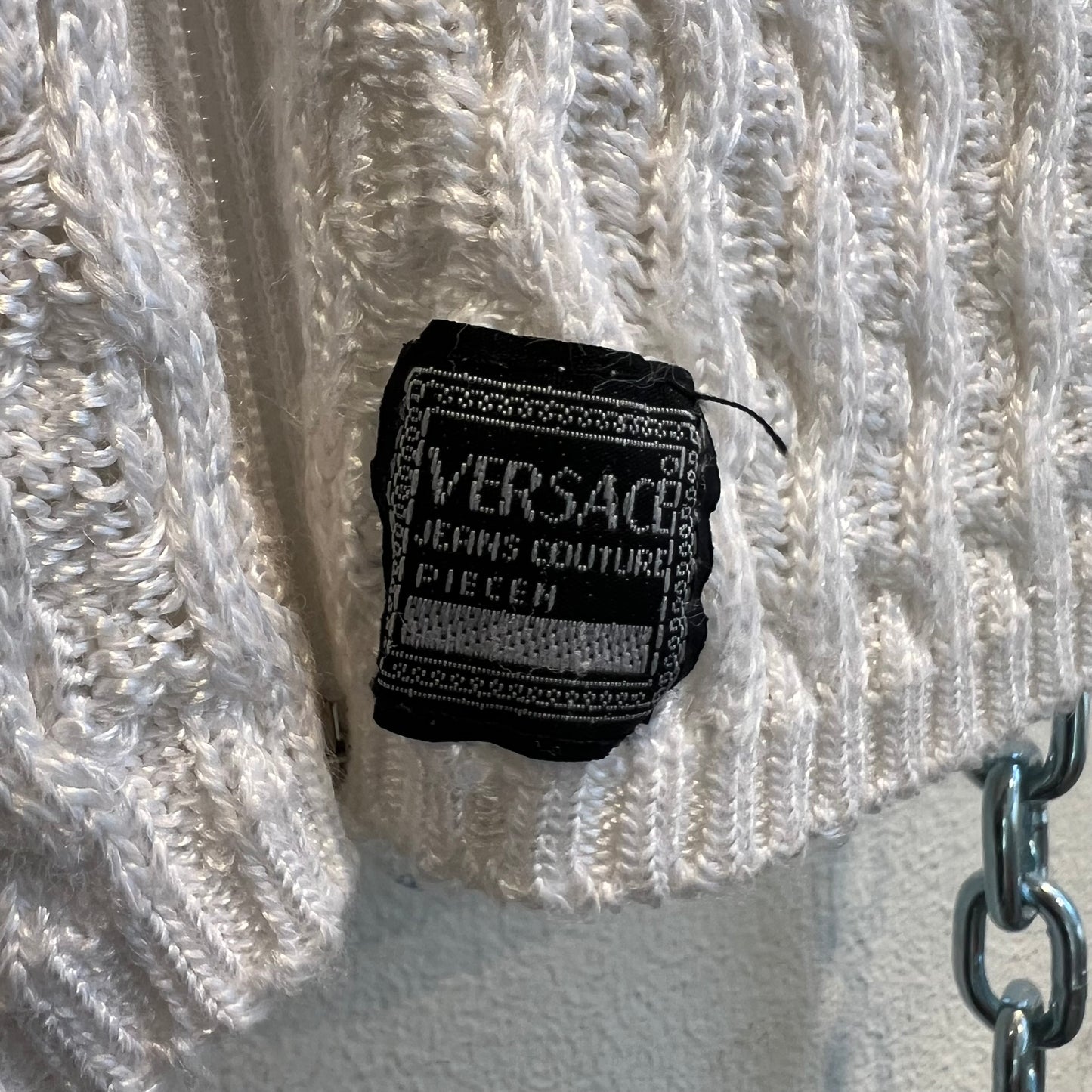 Versace 90s white zip top