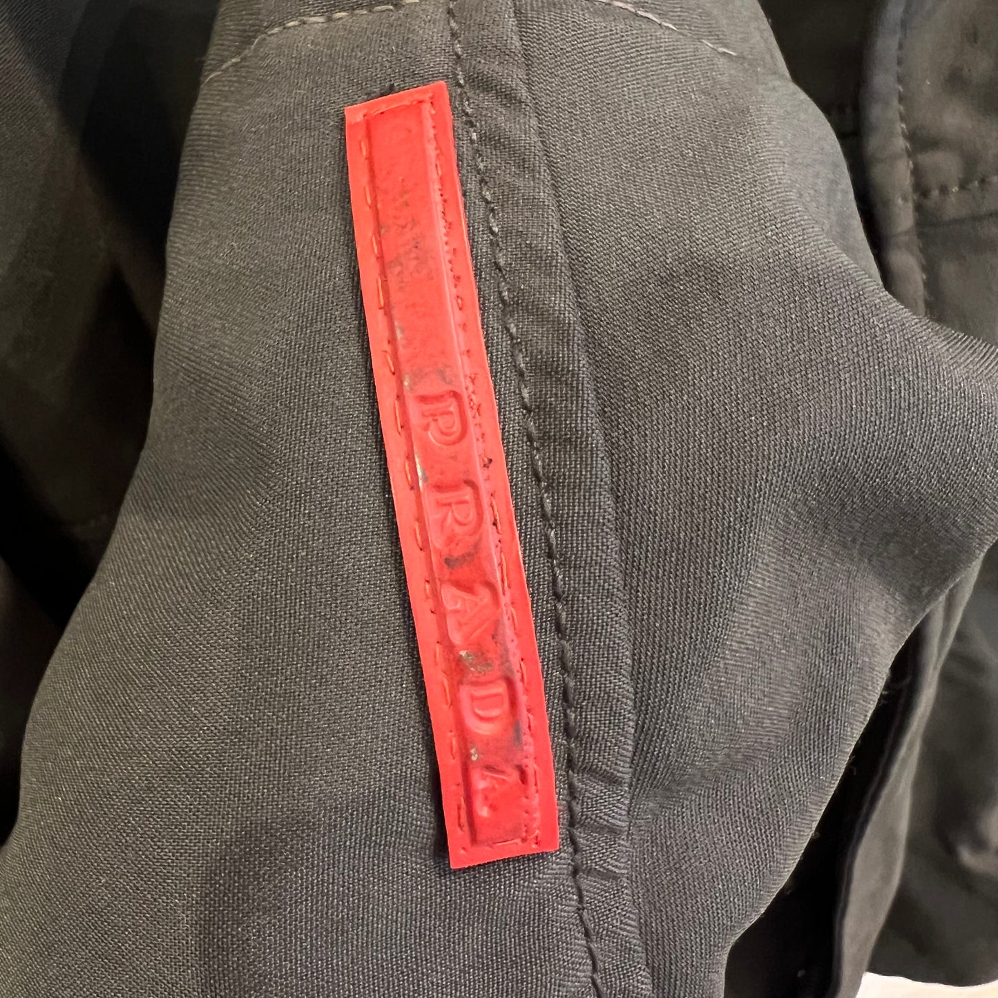 Prada red tab forest green jacket