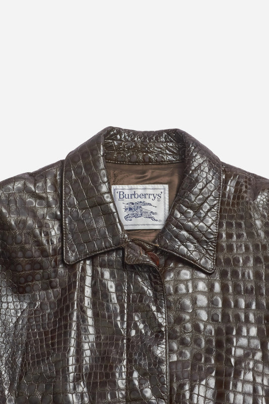 Burberrys Brown Leather Crocodile Coat