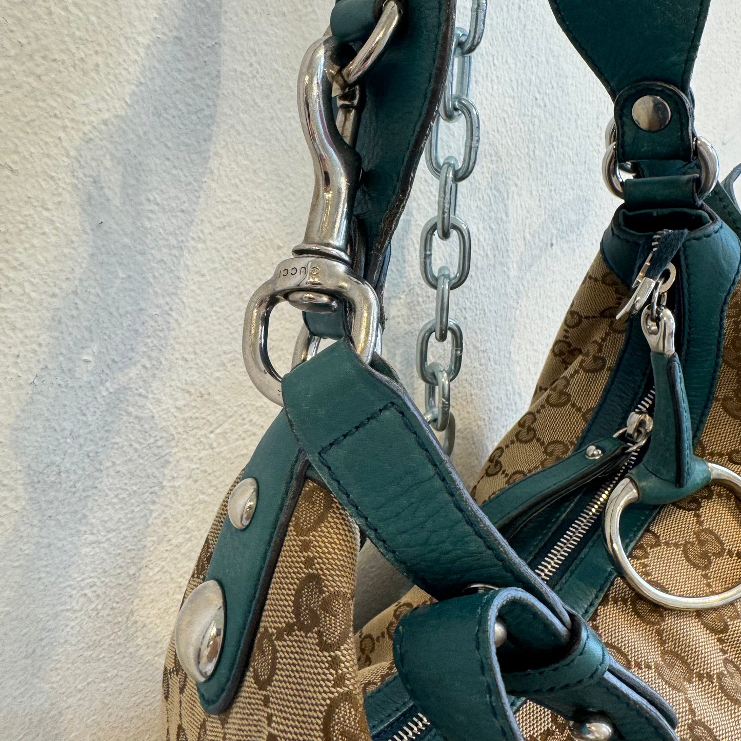 Gucci monogram bag forrest green leather