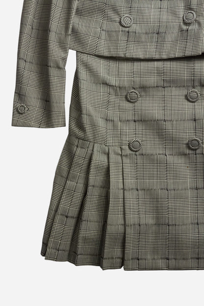 Gianni Versace S/S94 Runway Look 12 Gray Plaid Set (Worn by Naomi Campbell)
