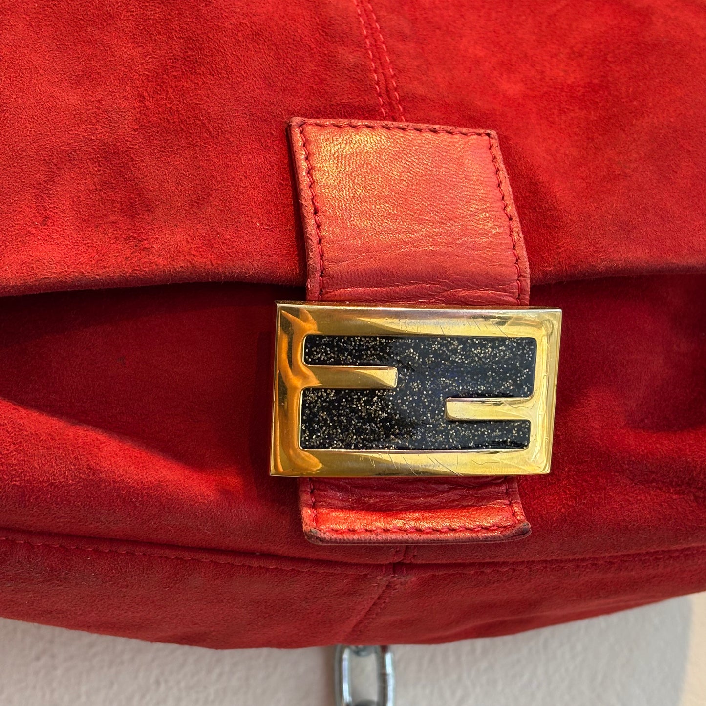 Fendi red suede Mamma bag