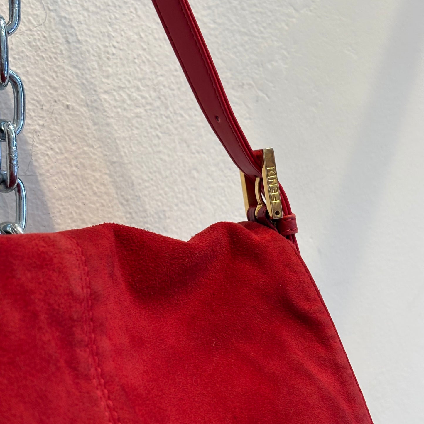 Fendi red suede Mamma bag