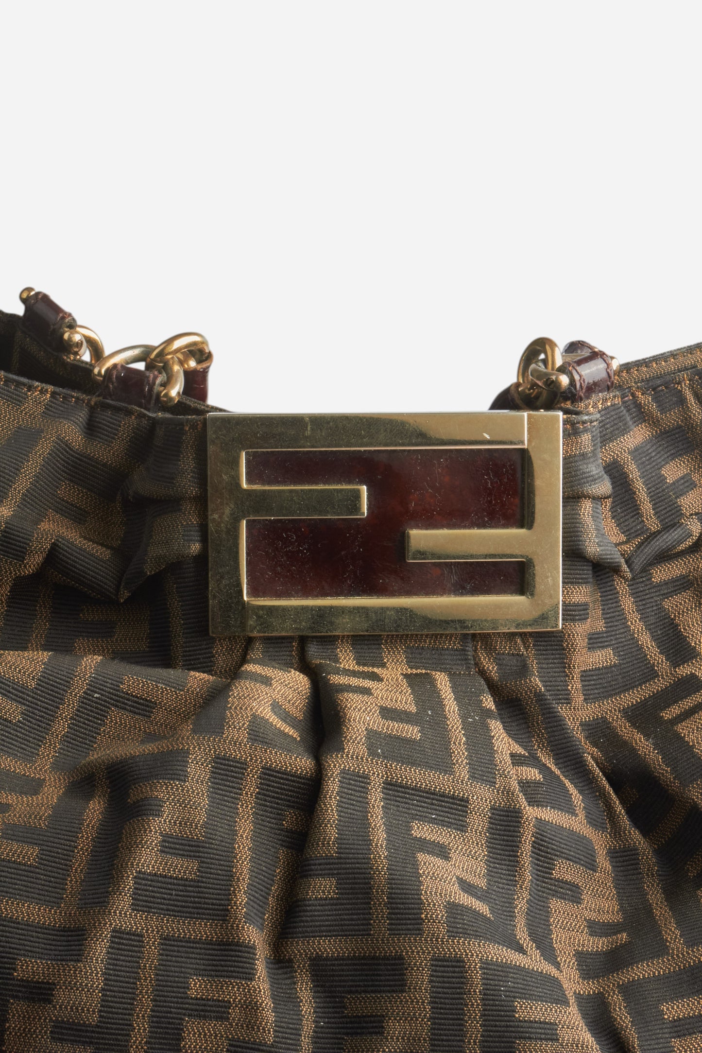 Fendi Brown Zucca Mia Chain Shoulder Bag