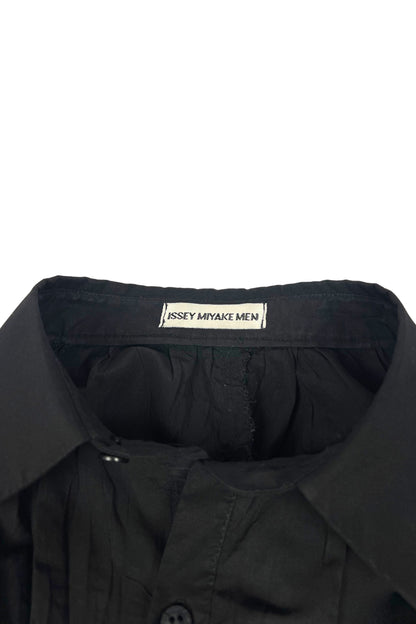 Men Black Pleated Shirt