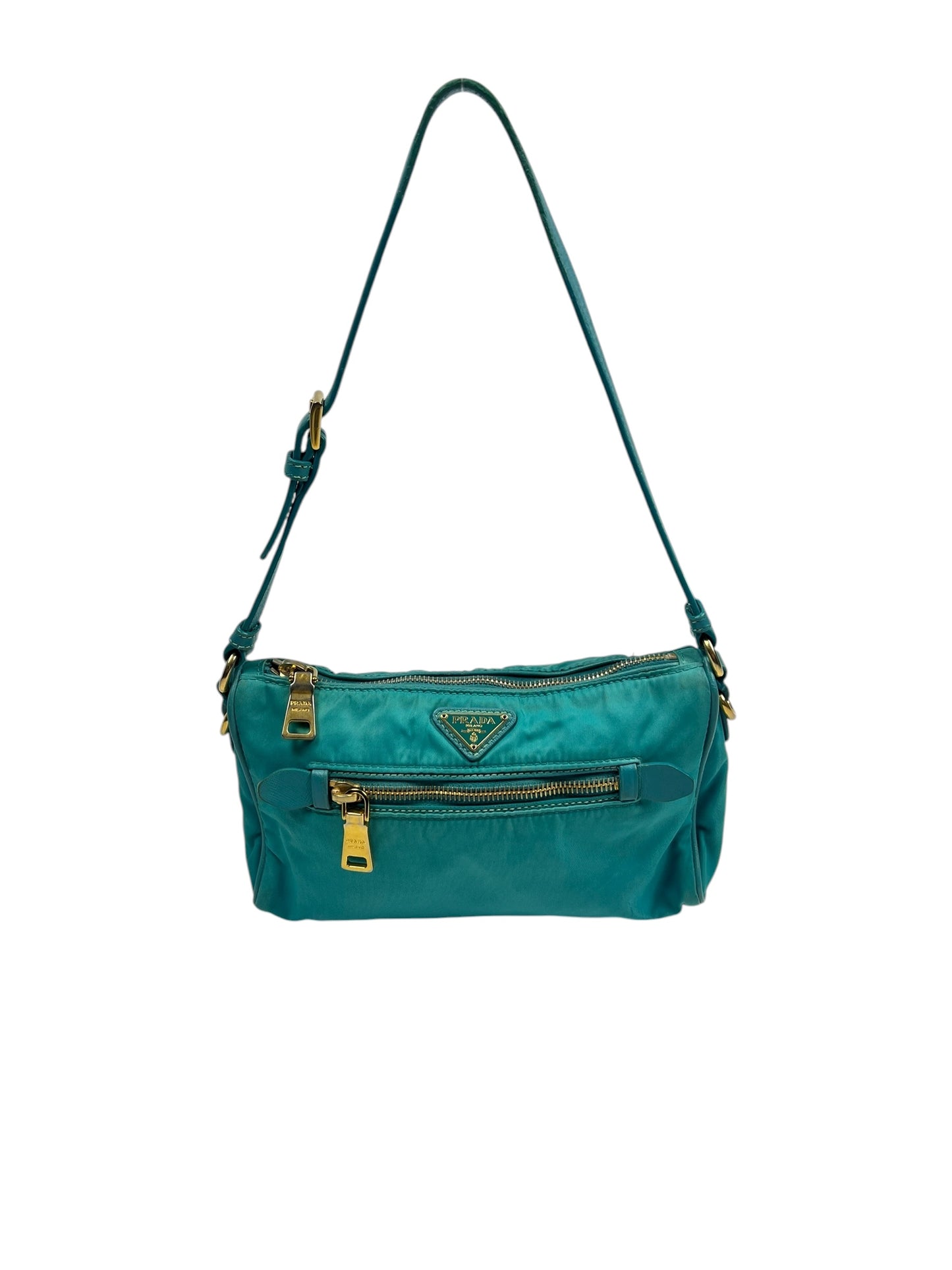 Turquoise Nylon Shoulder Bag
