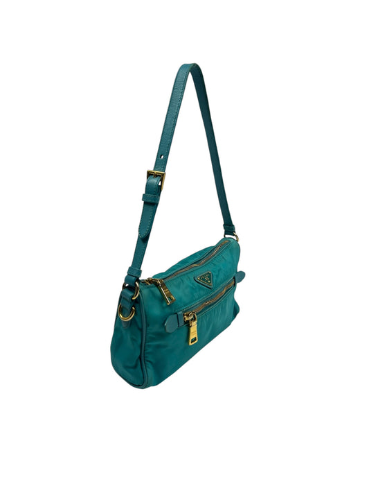 Turquoise Nylon Shoulder Bag