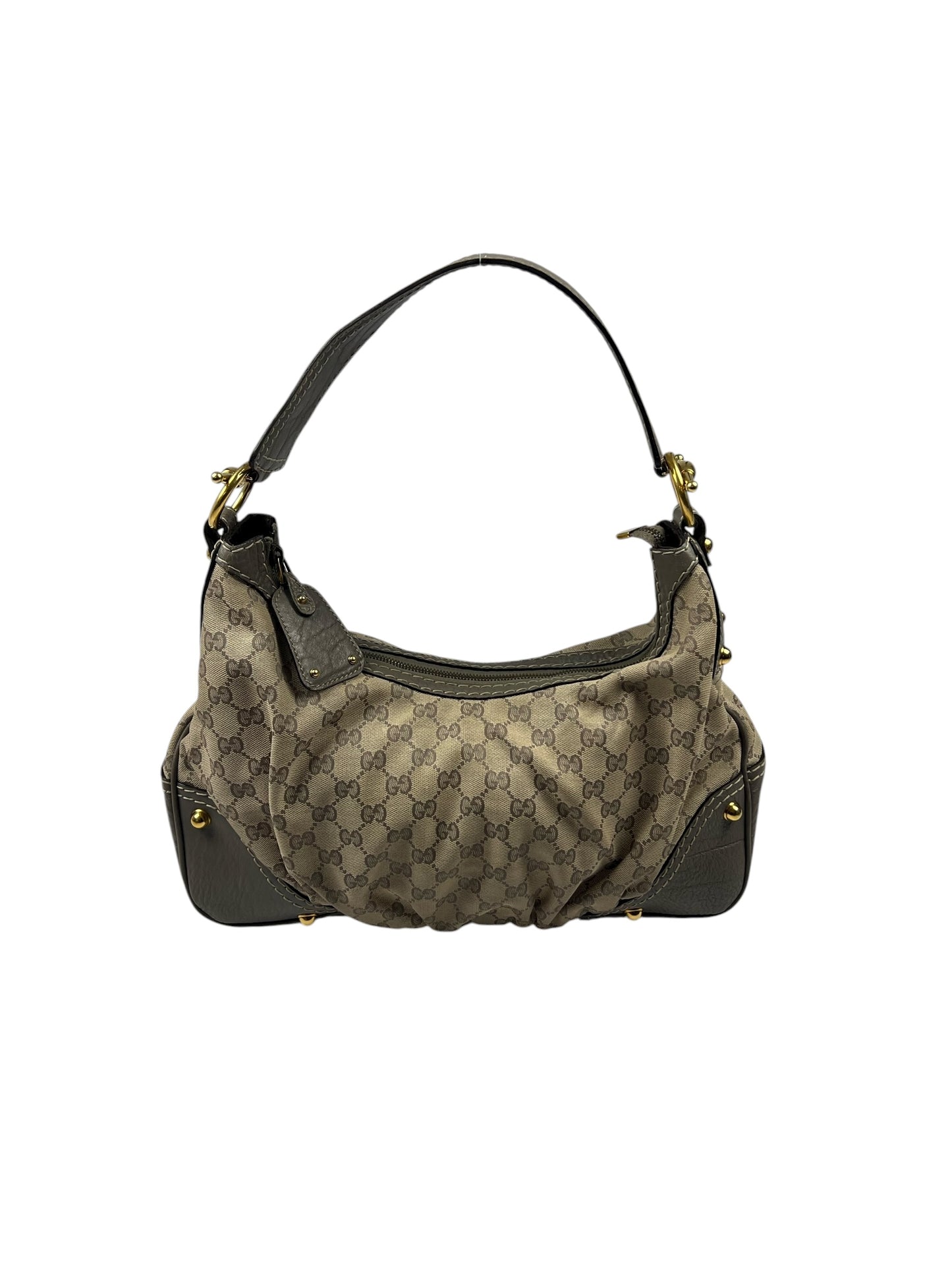 Light Grey Leather and Canvas Monogram Bag