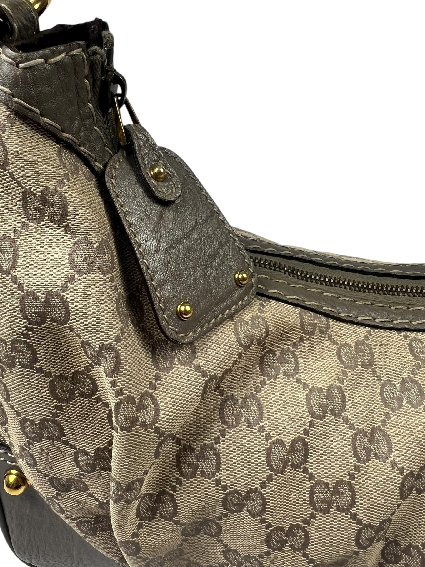 Light Grey Leather and Canvas Monogram Bag