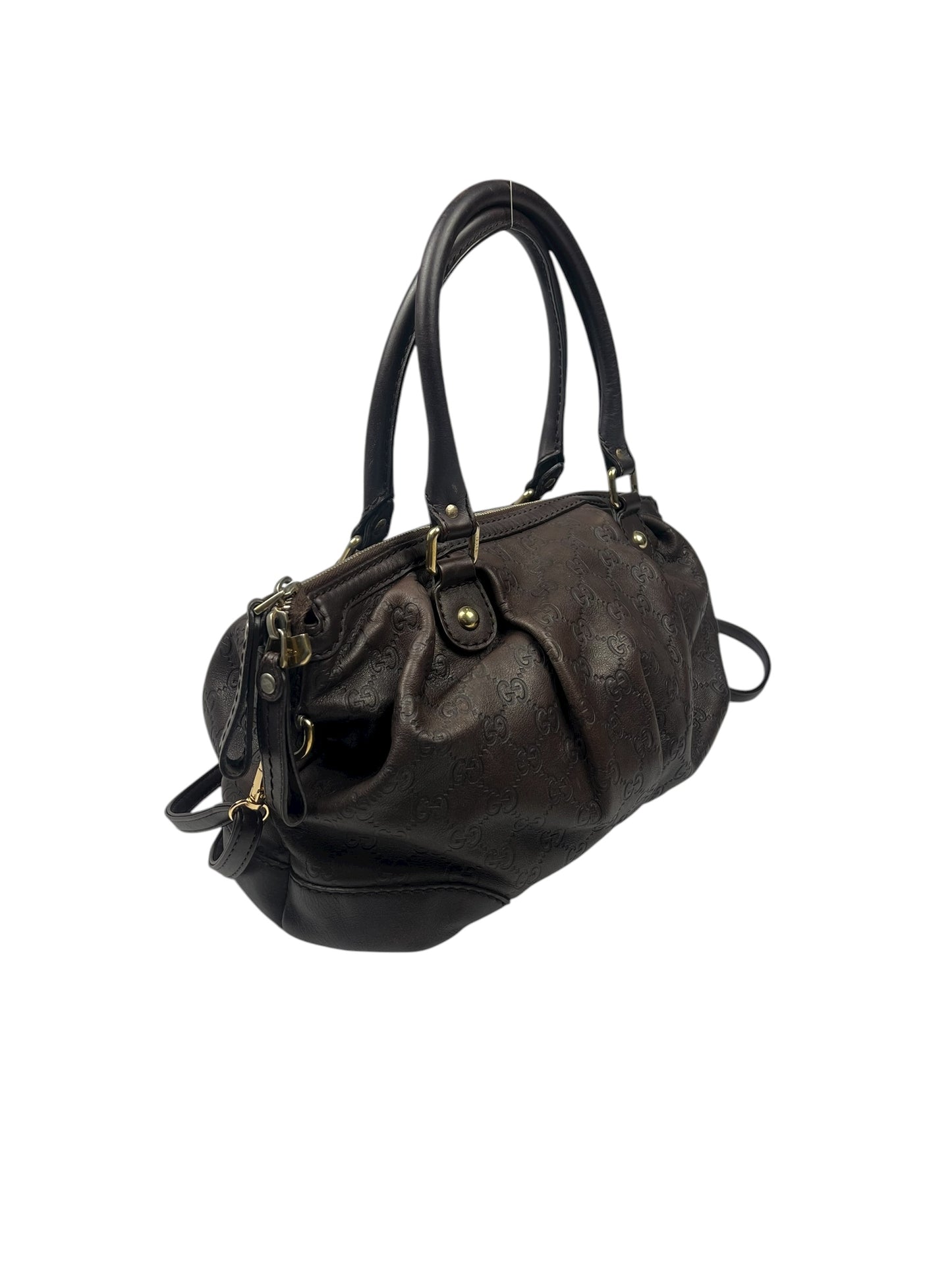 Brown Leather Guccissima Monogram bag