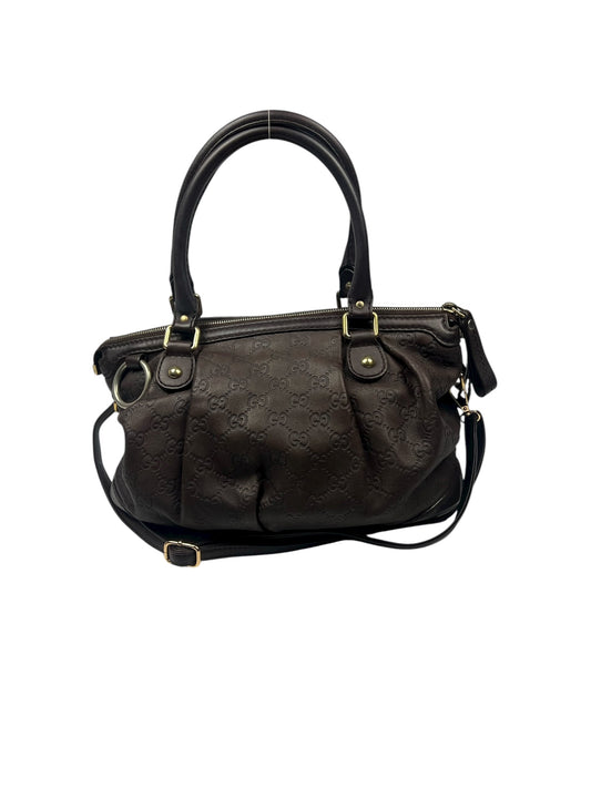 Brown Leather Guccissima Monogram bag