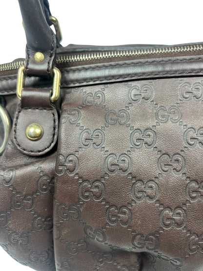 Brown Leather Guccissima Monogram bag