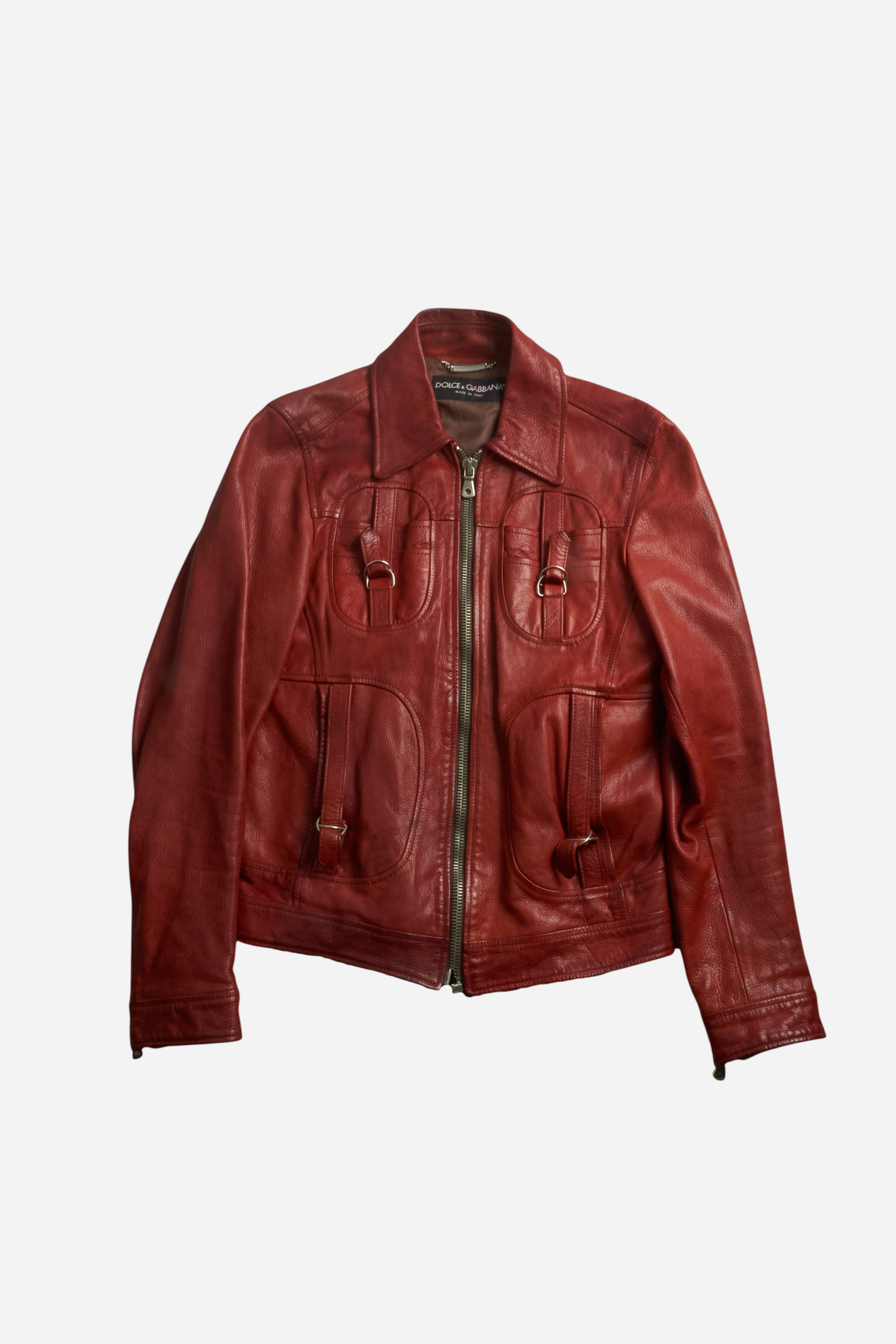 Dolce & Gabbana Red Leather Jacket