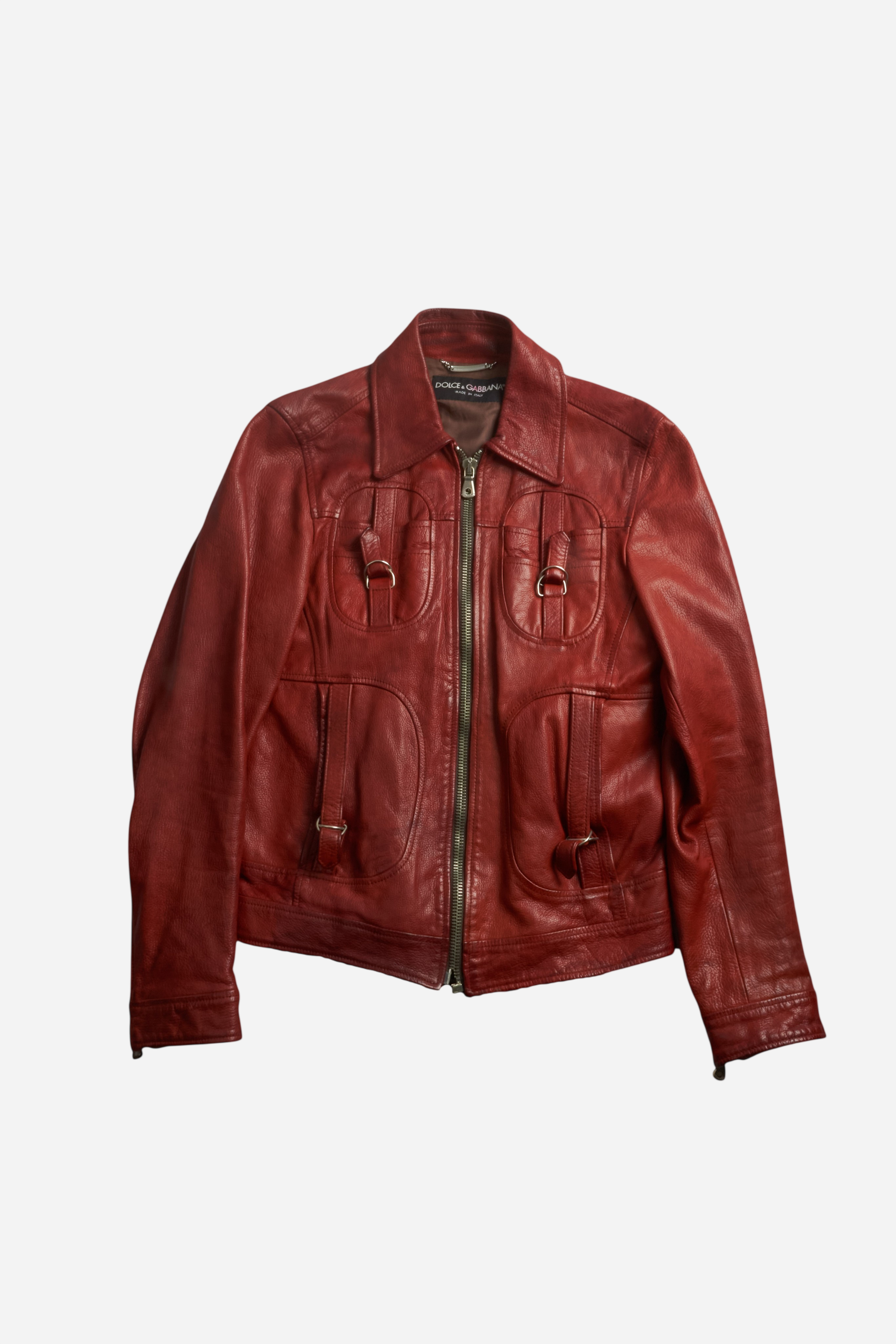 Dolce & Gabbana Red Leather Jacket