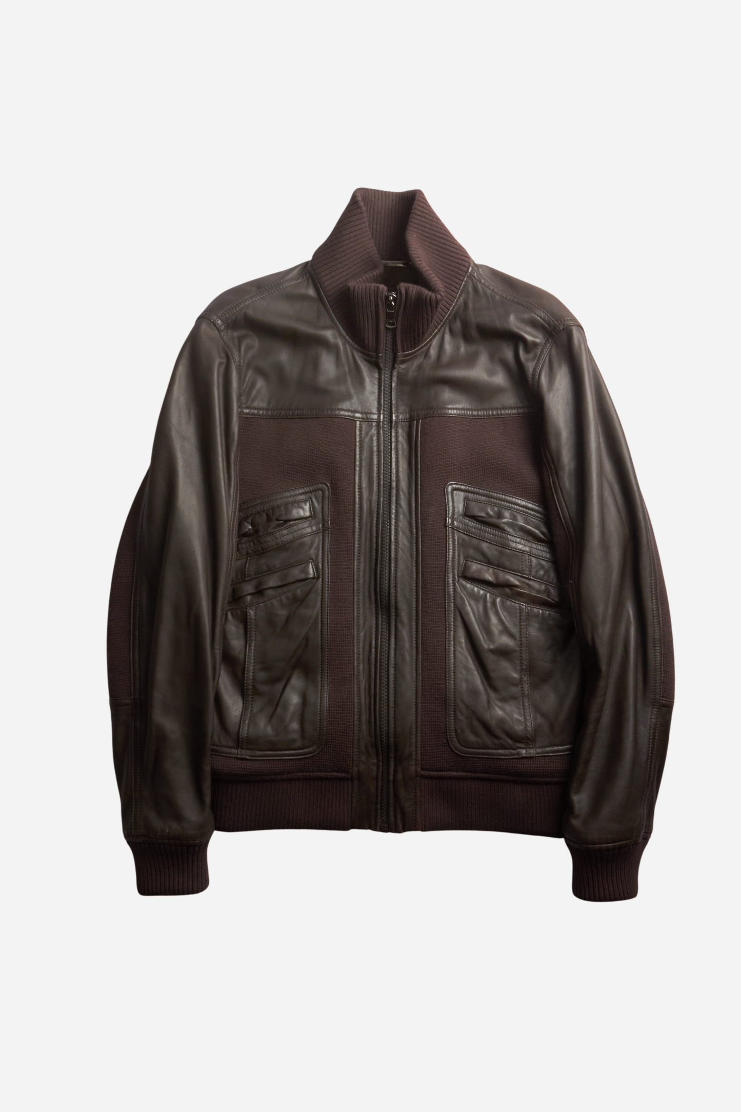 Dolce & Gabbana Brown Leather Hybrid Jacket
