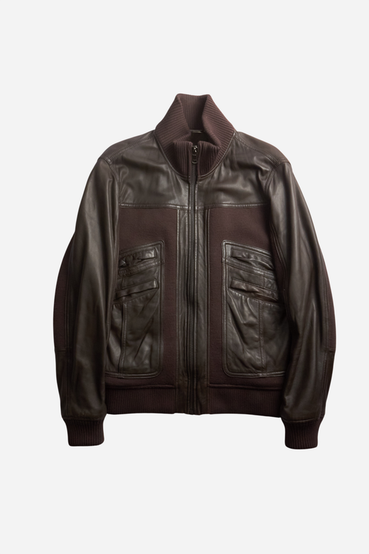 Dolce & Gabbana Brown Leather Hybrid Jacket