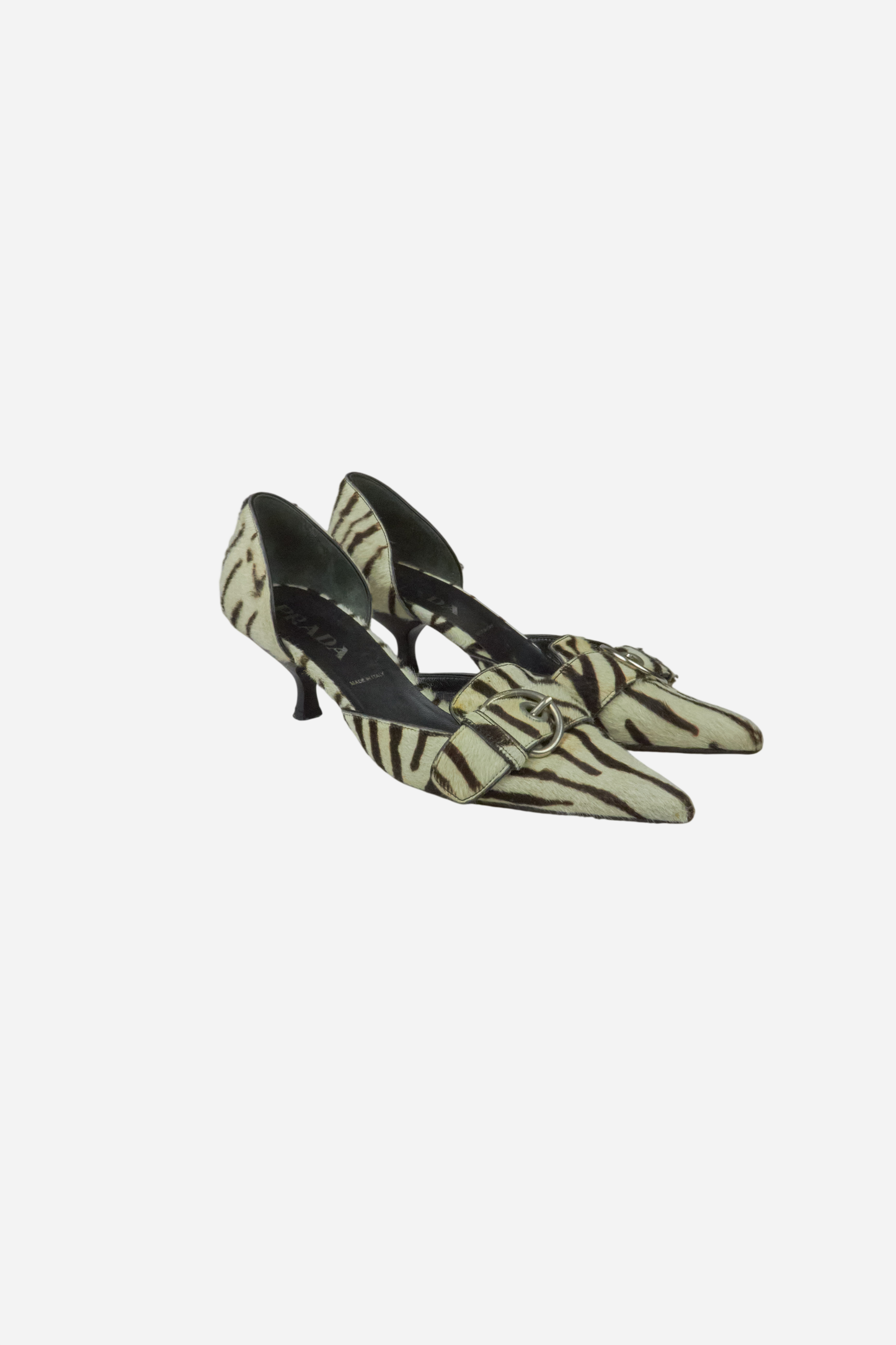 Prada S/S02 Pony Hair Zebra Heels