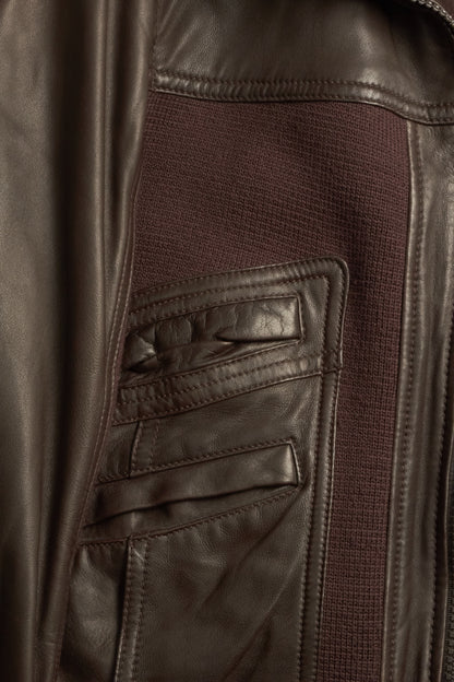 Dolce & Gabbana Brown Leather Hybrid Jacket