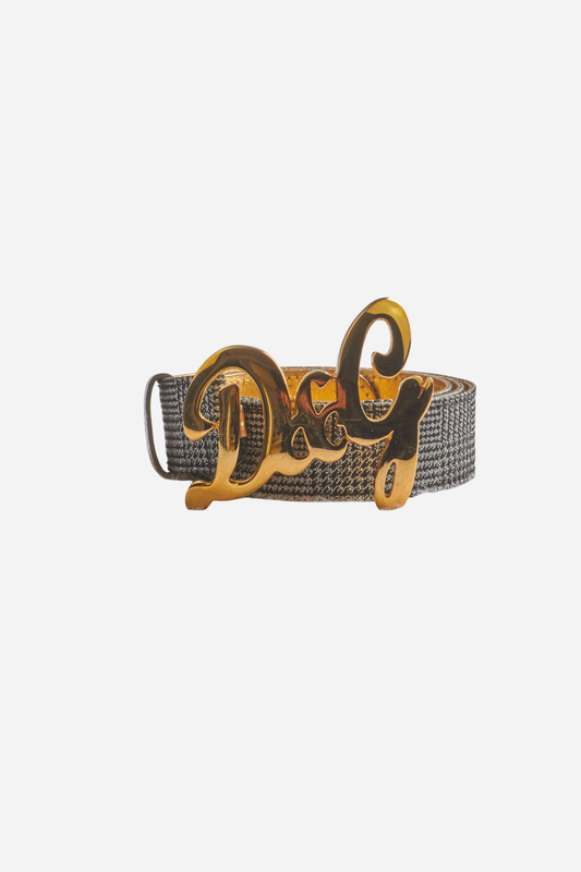 Dolce & Gabbana Gold Script Logo Belt