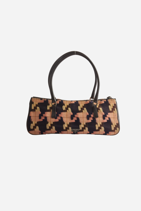Prada S/S00 Brown Leather Houndstooth Bag