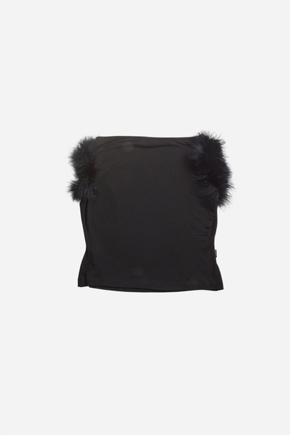 Moschino Black Faux Fur Top
