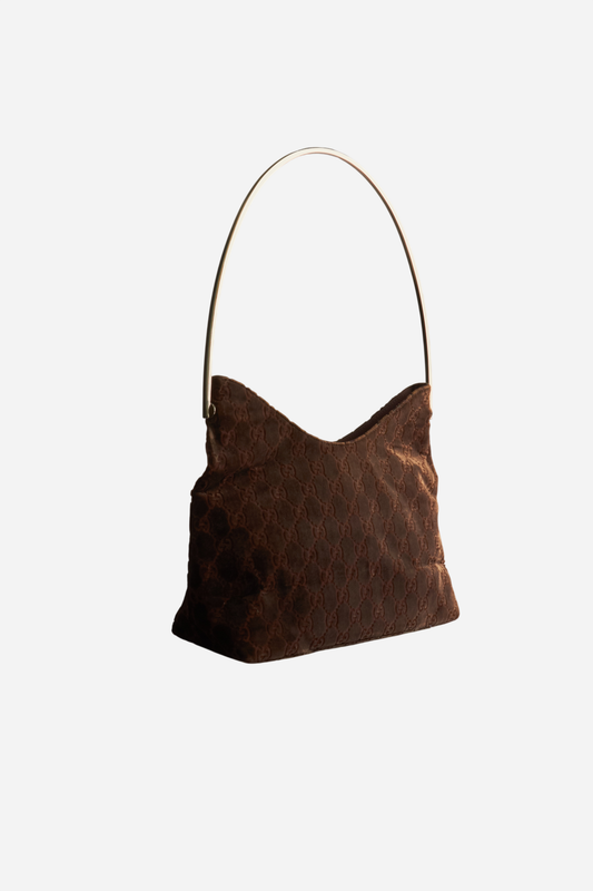 Gucci 1997 Tom Ford Brown Velvet Monogram Bag
