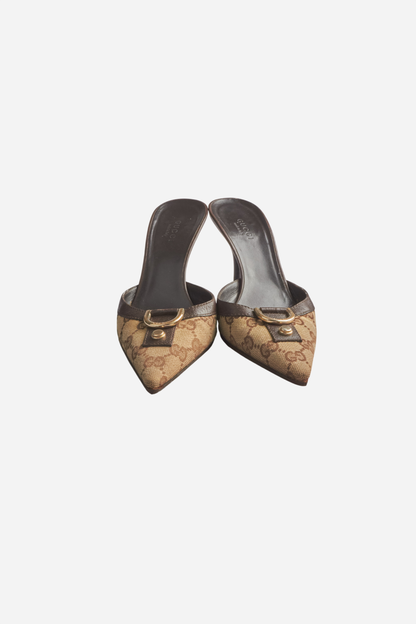 Gucci Beige Monogram Abbey Heels