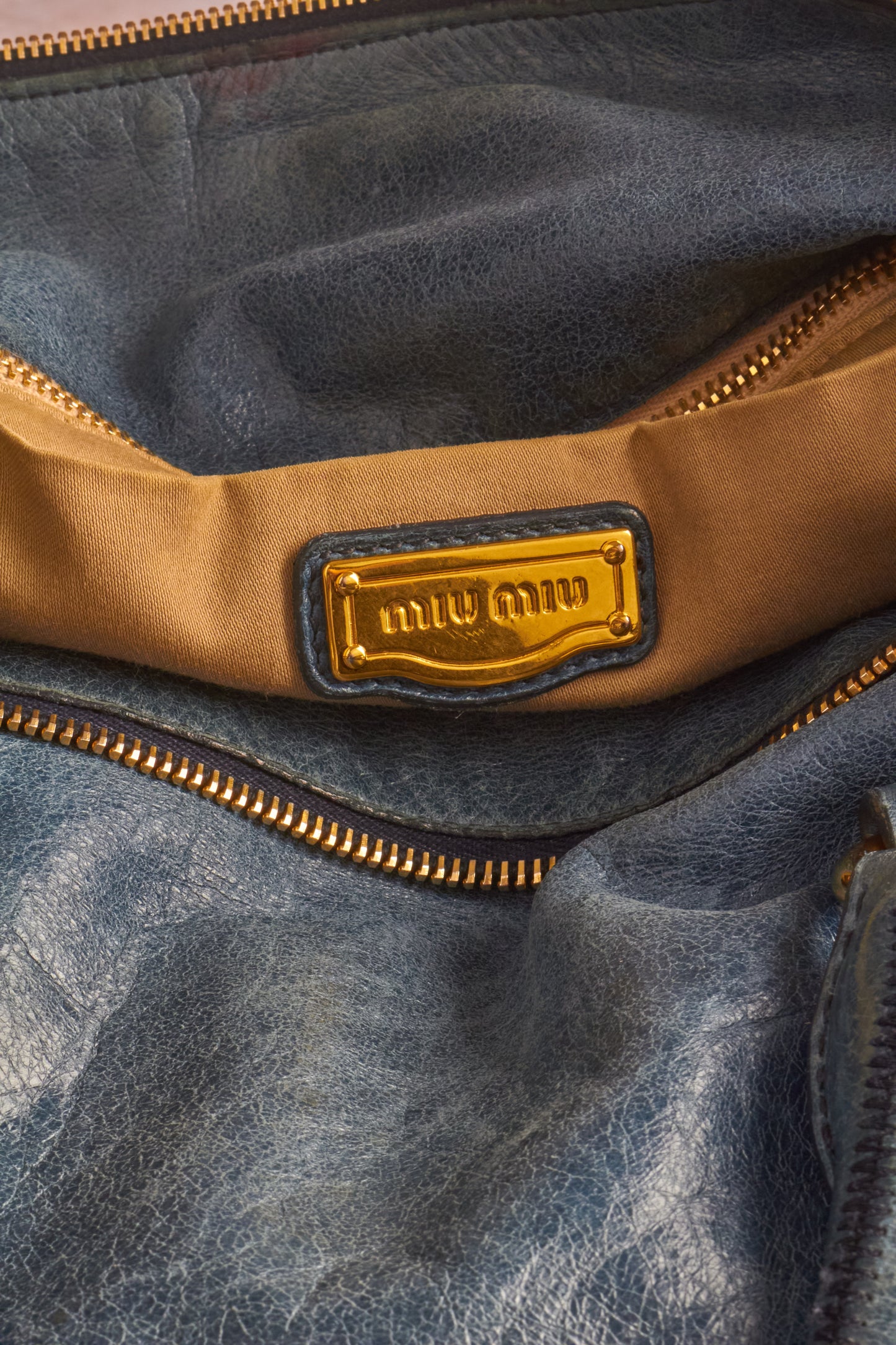 Miu Miu Blue Leather Bow Bag