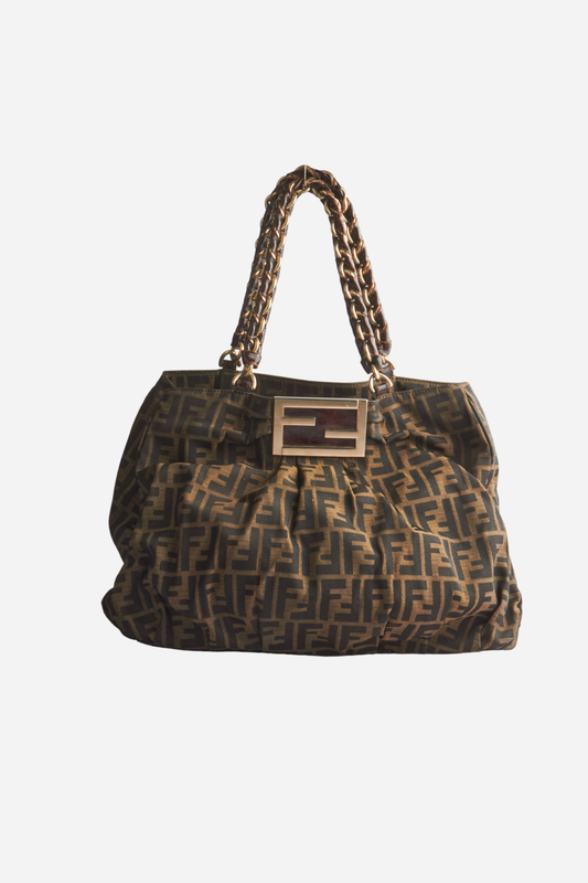 Fendi Brown Zucca Mia Chain Shoulder Bag