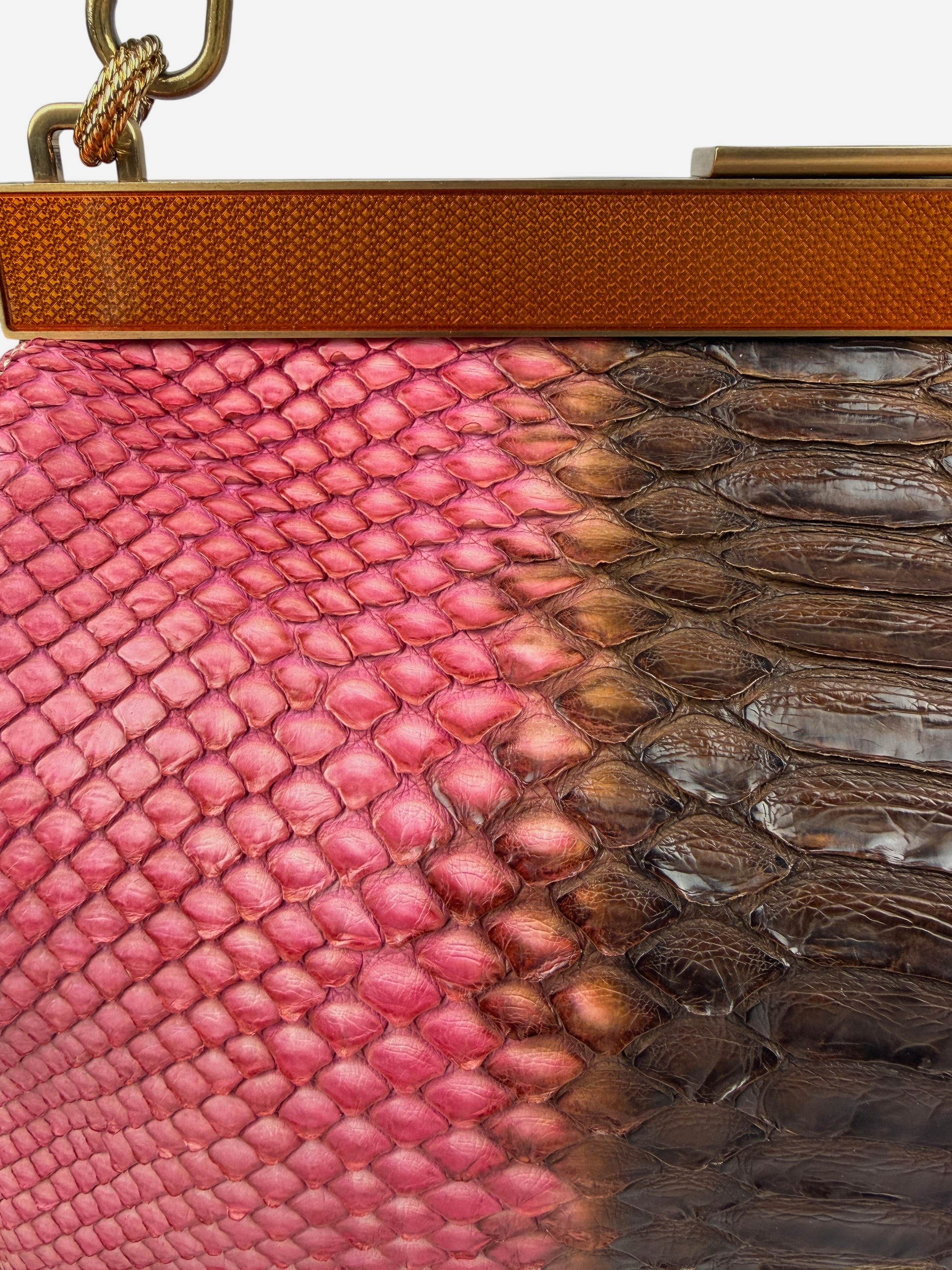 Prada 2004 Pink Brown Python Leather Bag