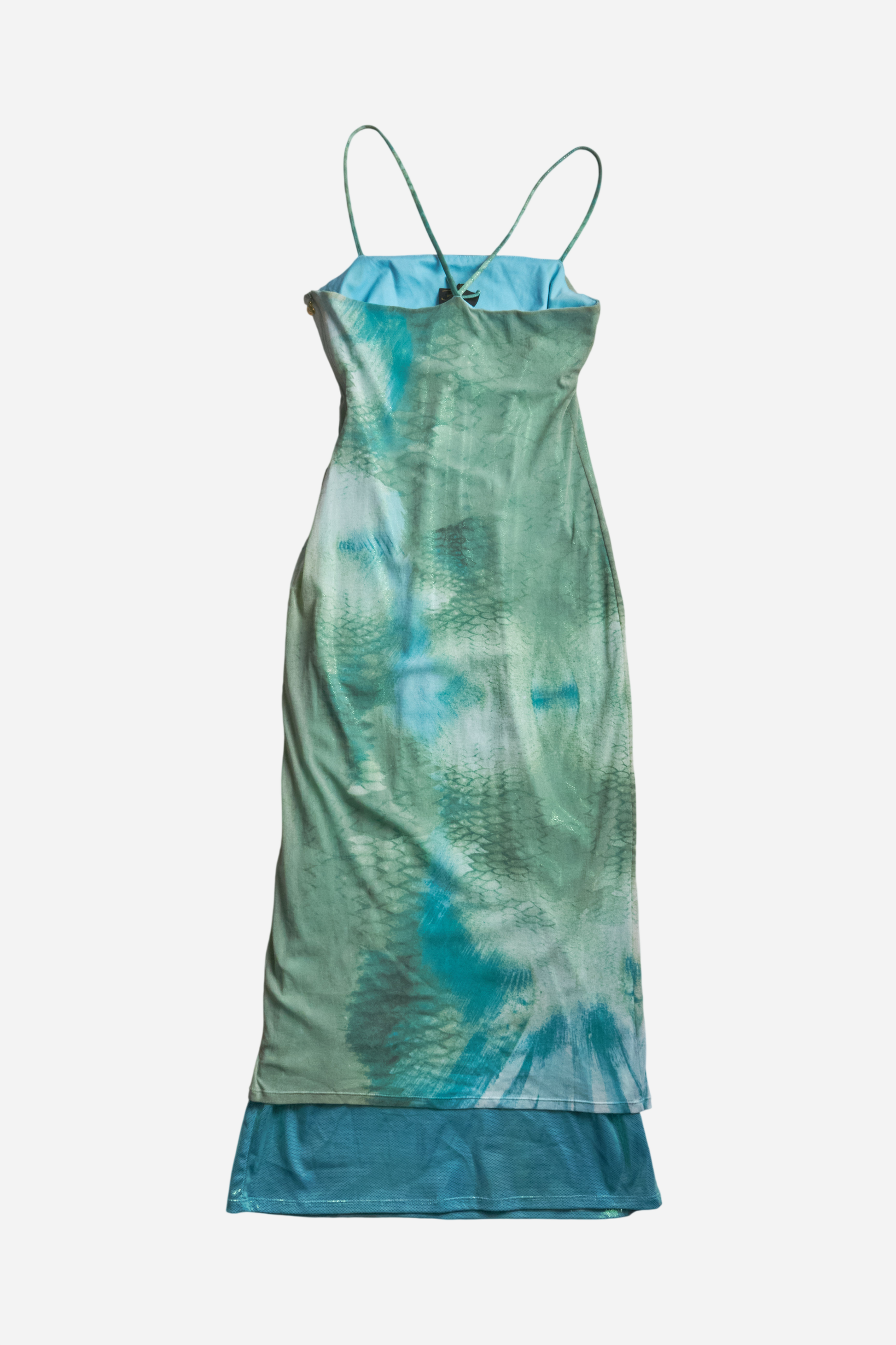 Roberto Cavalli Green Snakeskin Print Dress