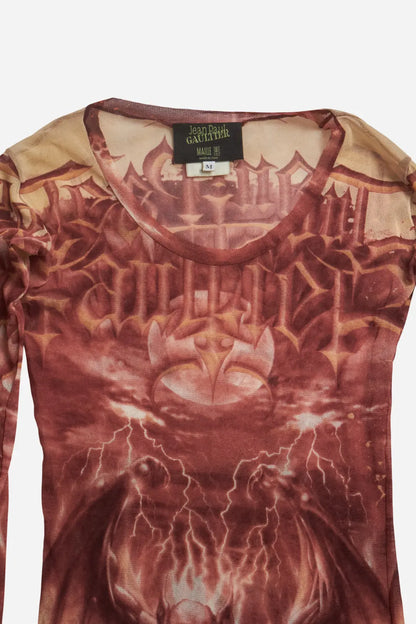 Jean Paul Gaultier S/S01 Diablo Print Mesh Top