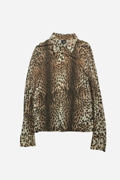 Roberto Cavalli Brown Leopard Print Shirt