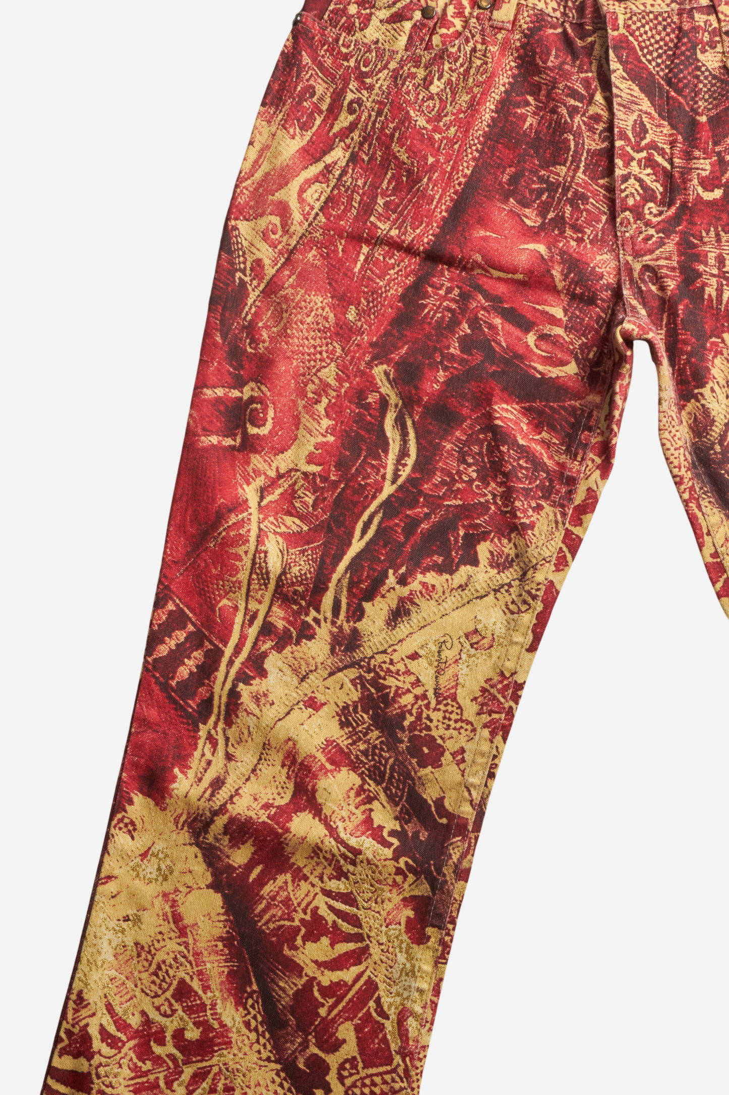 Roberto Cavalli Red Printed Pants