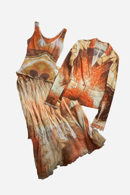 Roberto Cavalli Orange Abstract Print Three-Piece Set