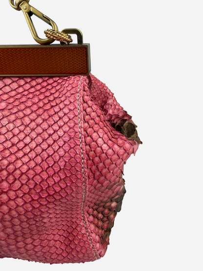 Prada 2004 Pink Brown Python Leather Bag