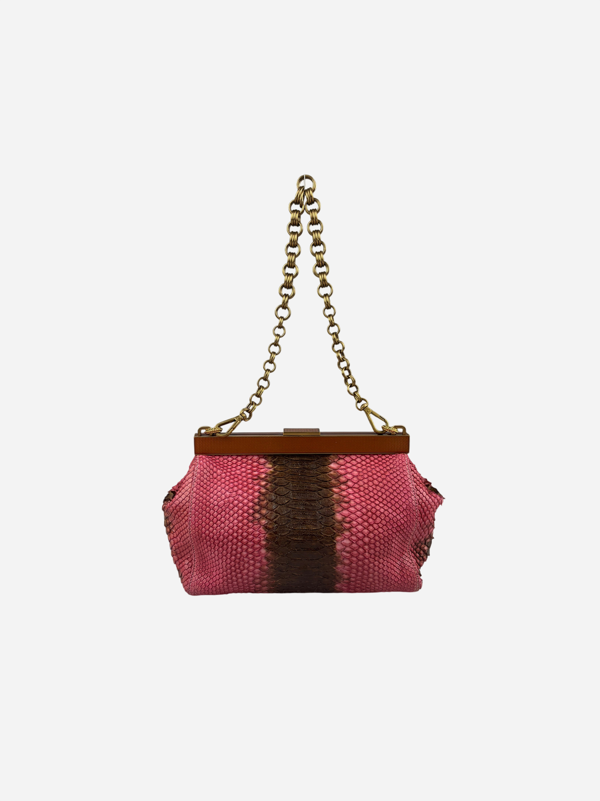 Prada 2004 Pink Brown Python Leather Bag