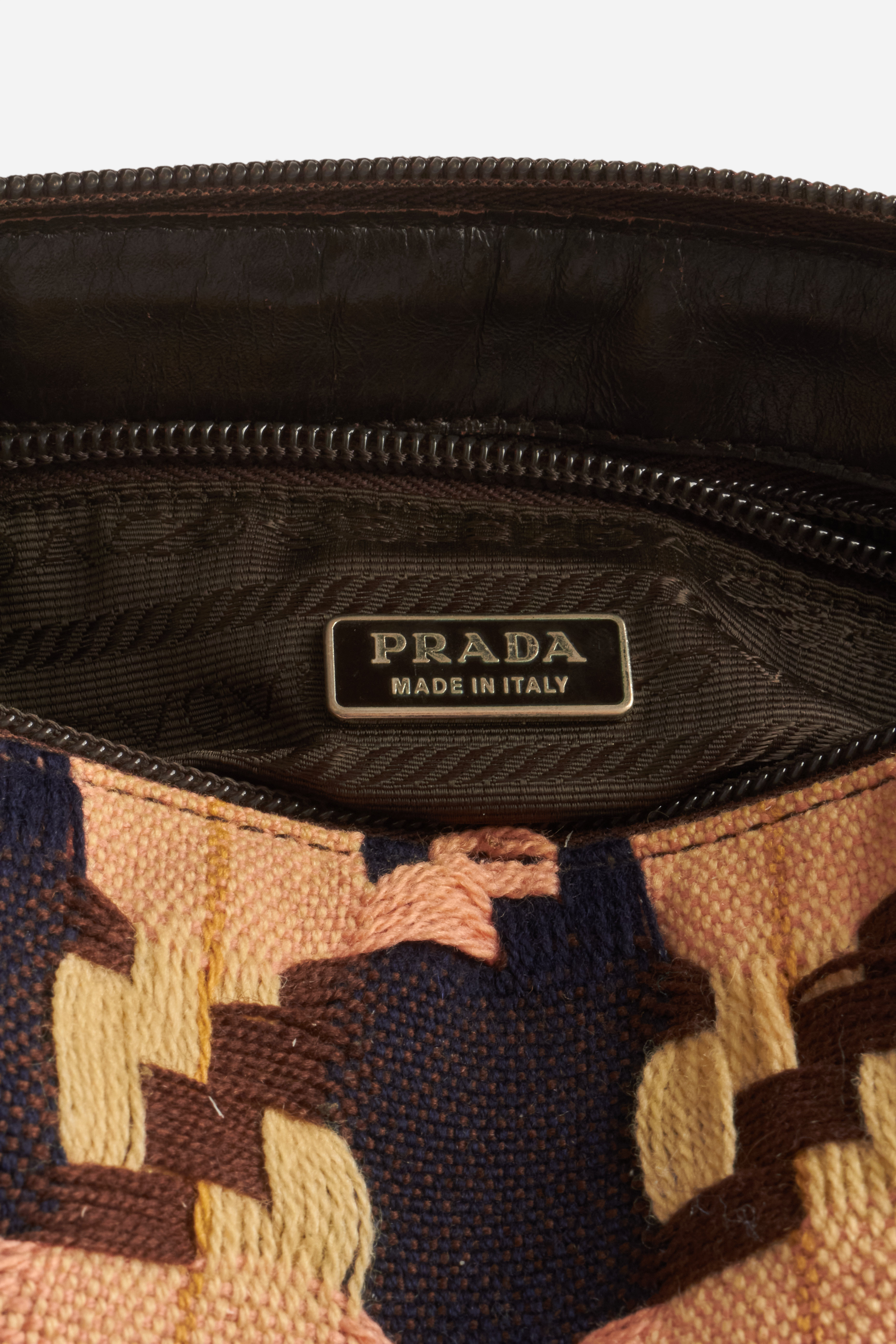 Prada S/S00 Brown Leather Houndstooth Bag