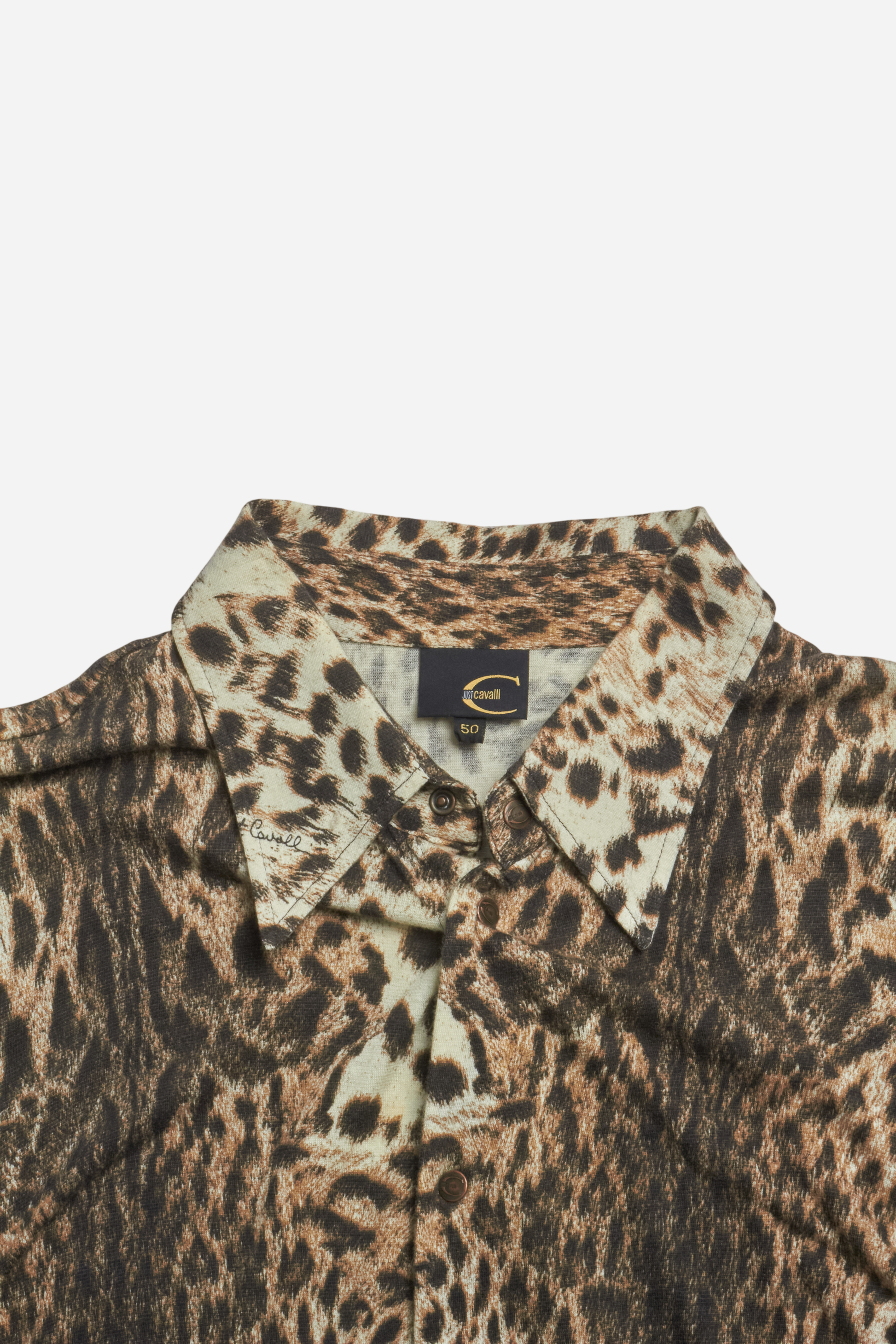 Roberto Cavalli Brown Leopard Print Shirt