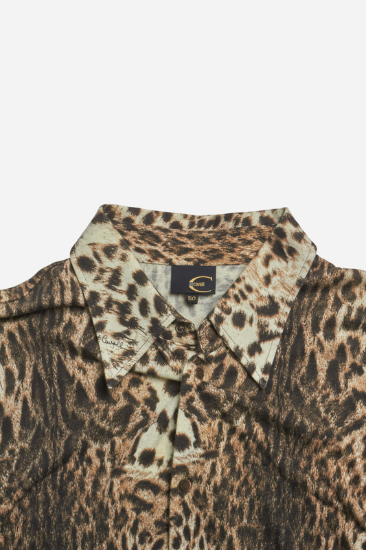 Roberto Cavalli Brown Leopard Print Shirt