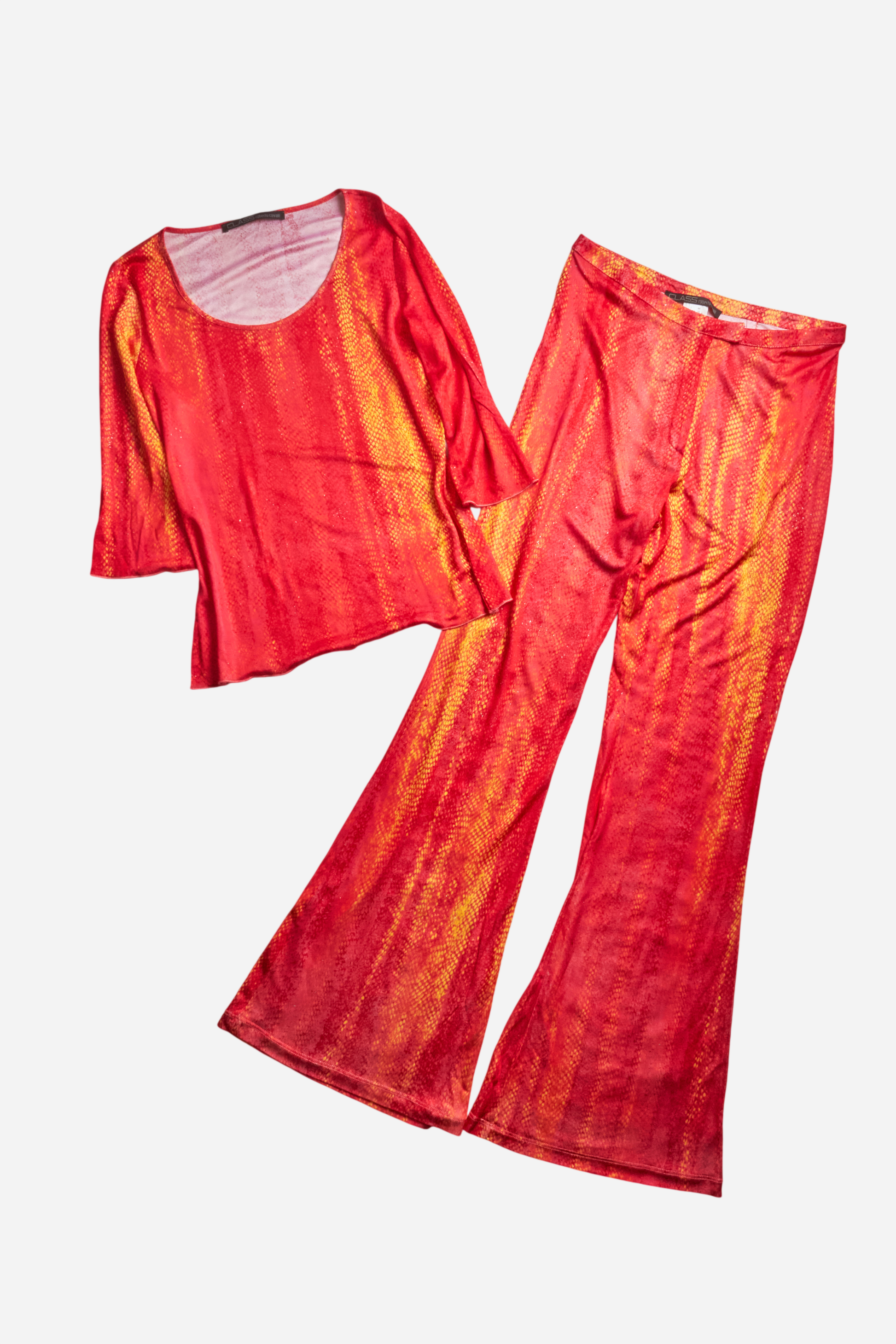 Roberto Cavalli Red Orange Mermaid Print Set